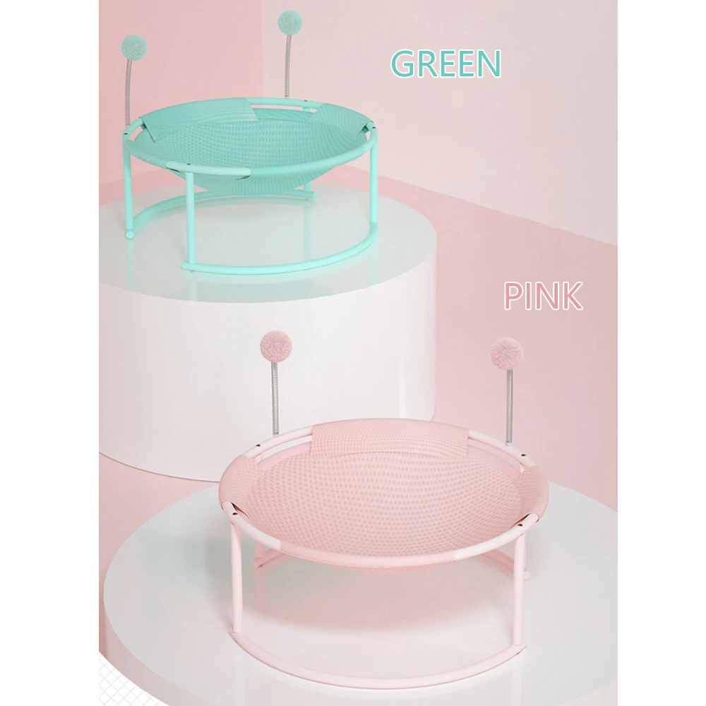 Сетчатый гамак для кошек кровать дышащая котят с висячим пружинным шариком