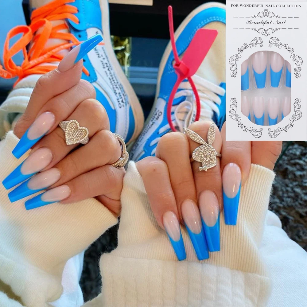 24 предмета в комплекте темно-зеленый накладные ногти длинный съемный