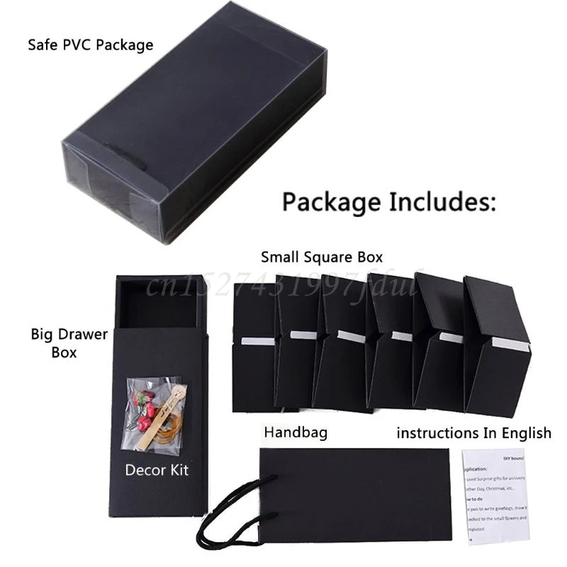 

Black Pops Up Explosion Box DIY Gift Box Photo Album Scrapbook Jump Book Birthday Wedding Surprise Present Creative Box