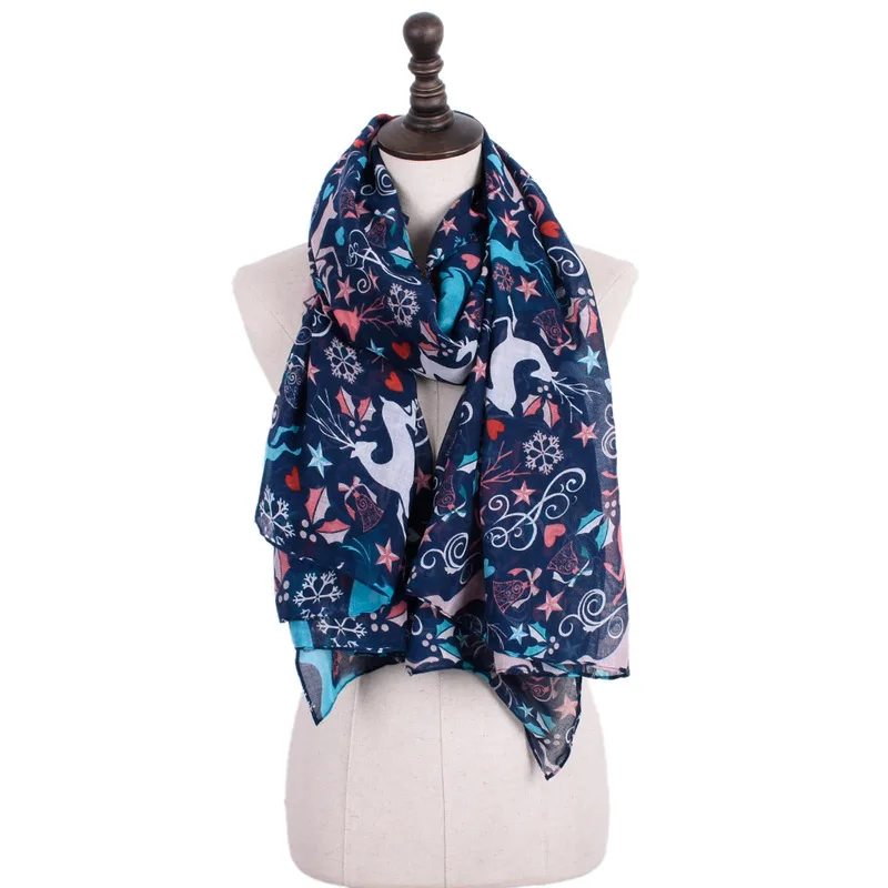 Новинка 2017 Рождественский декоративный элемент кромка шарф из вуали с принтом ms