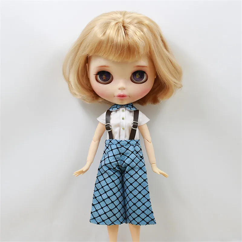 1/6 BJD синий клетчатый комбинезон с белой рубашкой для куклы 30 см.|Куклы| |