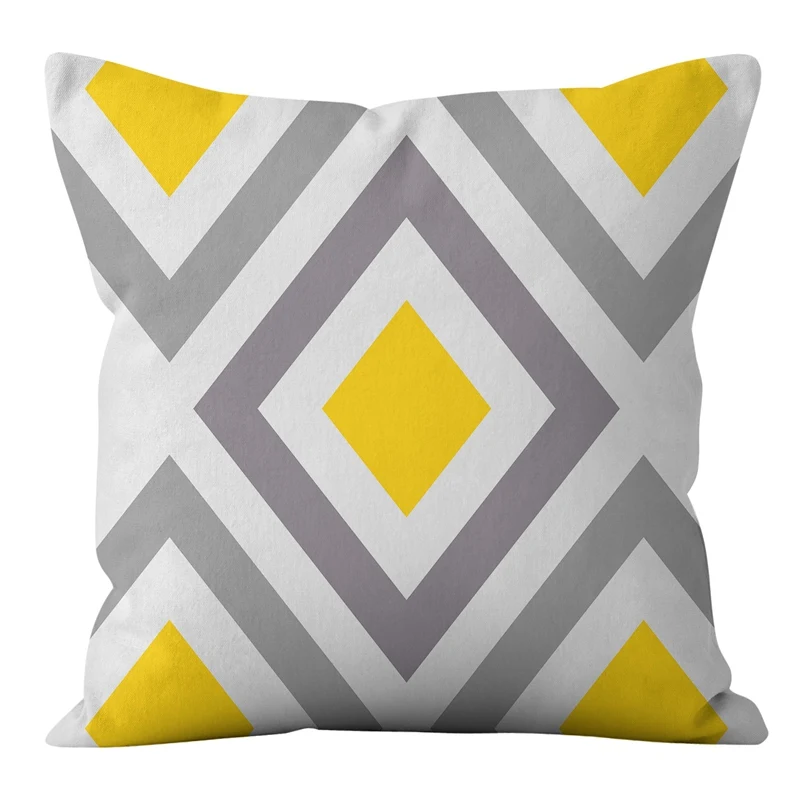 

Yellow Black Geometric Pattern Square Cushion Cover Pillow Case Polyester Throw Pillows Cushions for Home Decor 45x45cm