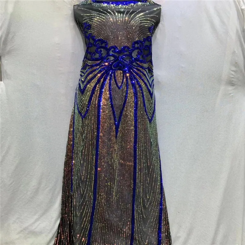 2019 Королевское синее высококачественное нигерийское Тюлевое кружево ткани