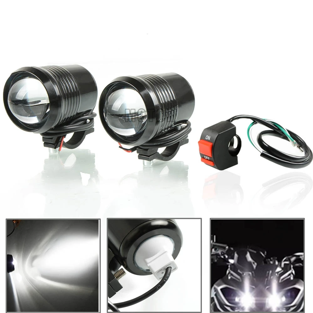 Универсальный Мотоцикл Фара U2 LED мотоциклов пятно света High Low Beam Головка вспышки