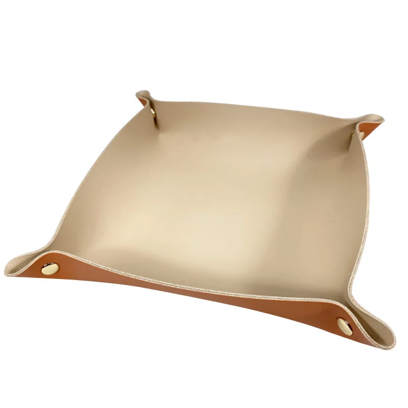 

PU Leather Simple Convenient Creative Leather Tray Desktop Storage Tray Office School Accessories Key Watch Storage Students