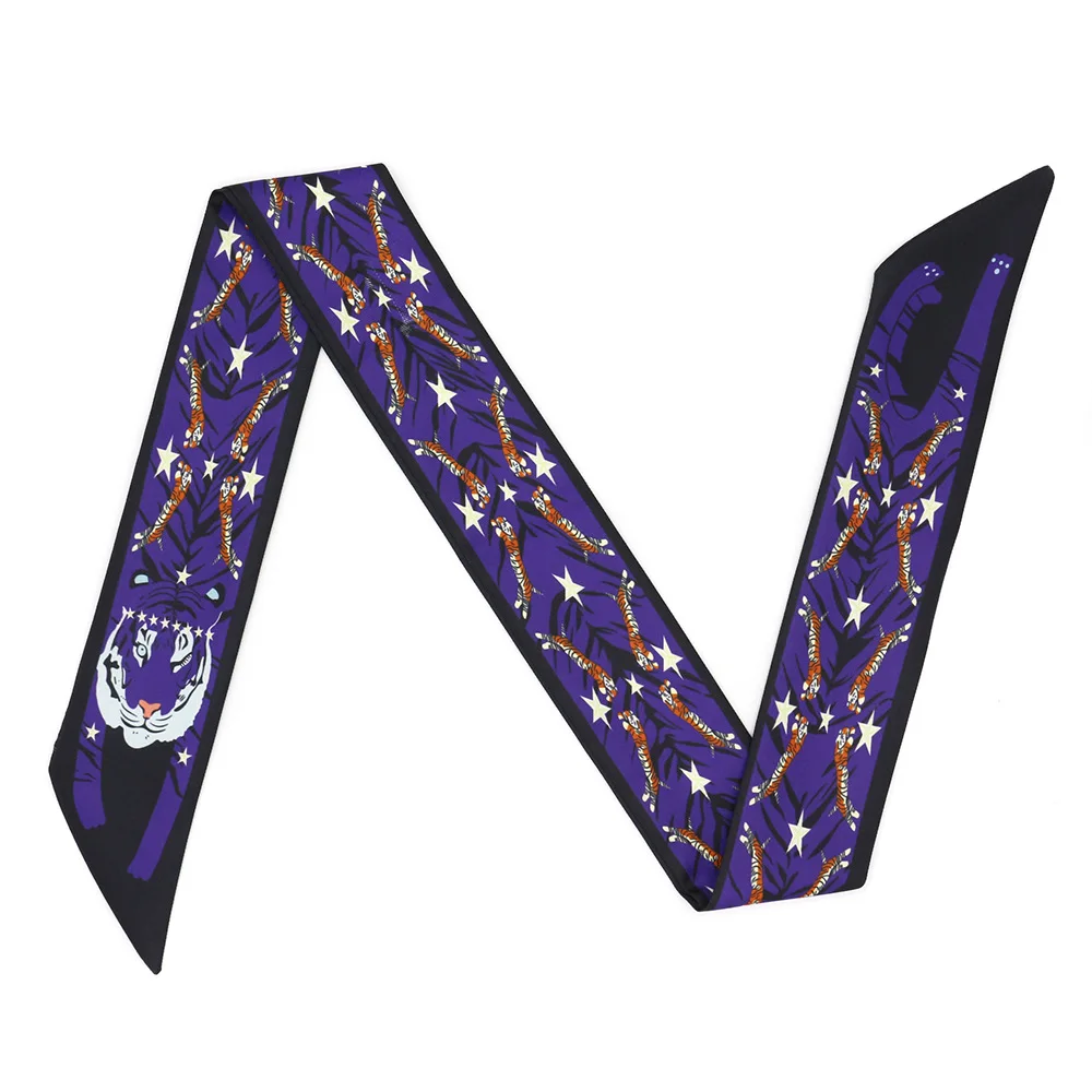 Женский шелковый шарф с принтом гепарда и тигра роскошный брендовый модные шарфы