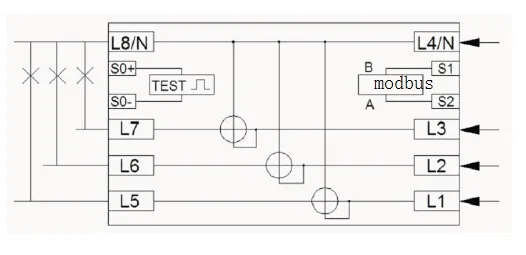 Трехфазный ЖК-дисплей 30/380 A в 50H rs485 modbus din-рейка электроэнергия счетчик часов для