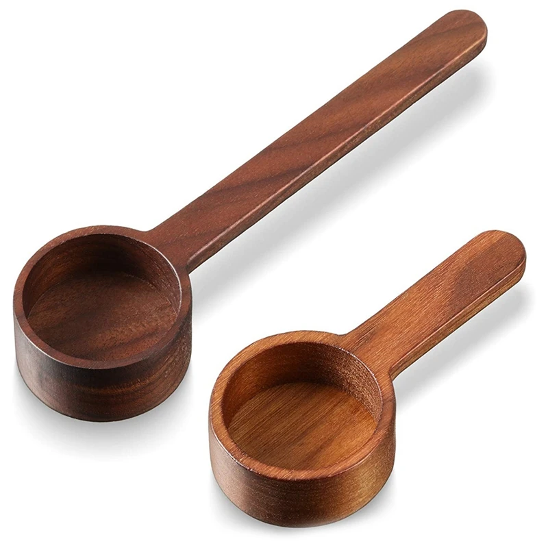 

2 Pieces Wooden Measuring Coffee Scoop Set Ground Coffee Coffee Spoon in Walnut Wood Wooden Measuring Tablespoon