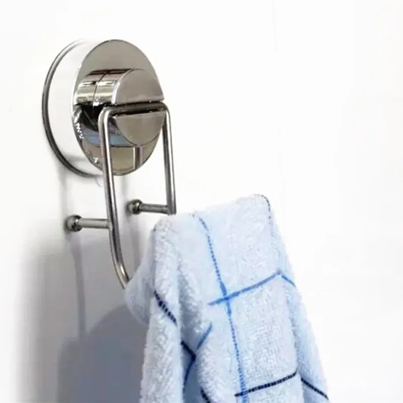 

Stainless Steel Removable Vacuum Suction Cup Swivel Double Wall Hook Hanger For Towel Robe Bathroom Kitchen Holder