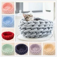 cat house cushion soft long plush warm pet mat cute kennel cat sleeping basket bed round fluffy comfortable touch pet products