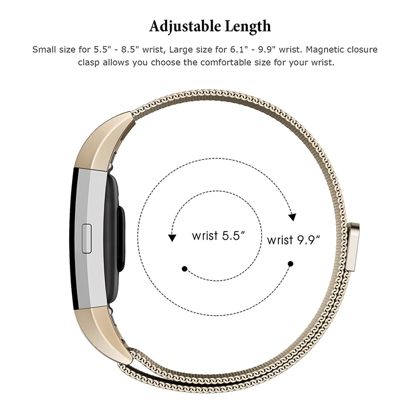 HeroIand металлический ремешок из нержавеющей стали для Fitbit Charge 3 Band Milanese Loop