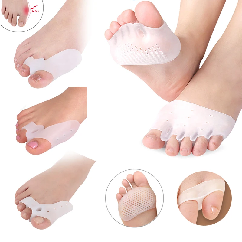 

2Pair Big Toe Separator Silicone Forefoot Pad Orthopedic Bunion Corrector Pedicure Foot Tools Hallux Valgus Foot Straightener