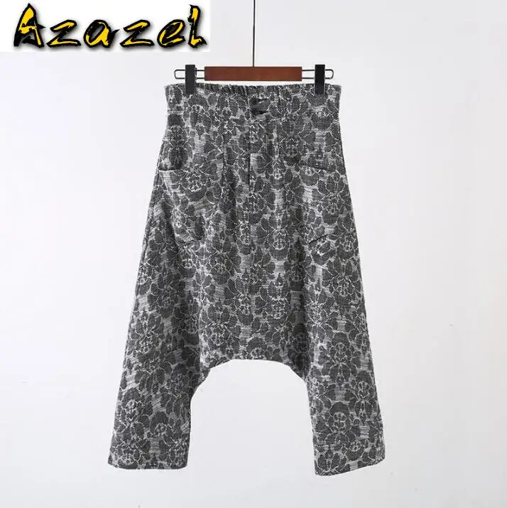 Azazel New summer style men's clothing Loose harem pants tide grey Printing casual hip hop cropped trousers Men sportswear pants