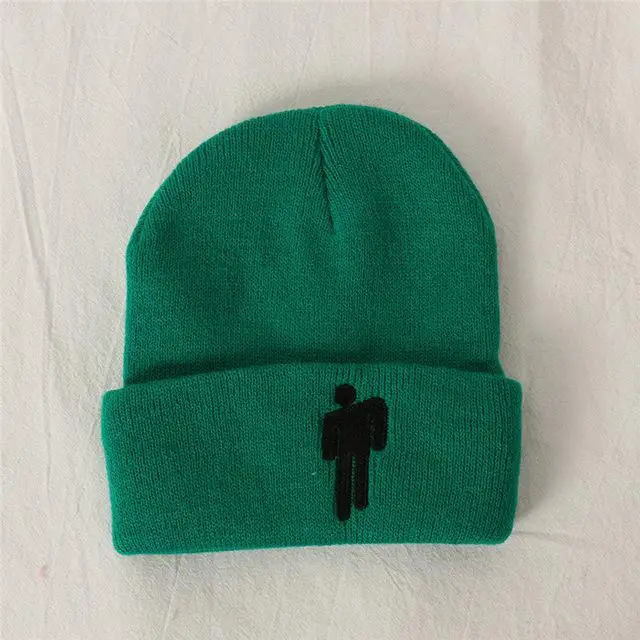 Billie Eilish Beanie цвета вязаная зимняя шапка однотонный хип-хоп трикотажный свитер шляпа костюм капитана аксессуар подарки теплая зима - Цвет: Green