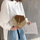 Женская Соломенная и кожаная сумка, летняя плетеная пляжная круглая сумка ручной работы из ротанга, 2021