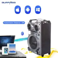Outdoor Trolley Speaker with Party Light 12 Inches Karaoke Portable Outdoor Bluetooth-compatible 5.0 Stereo Loudspeaker Radio