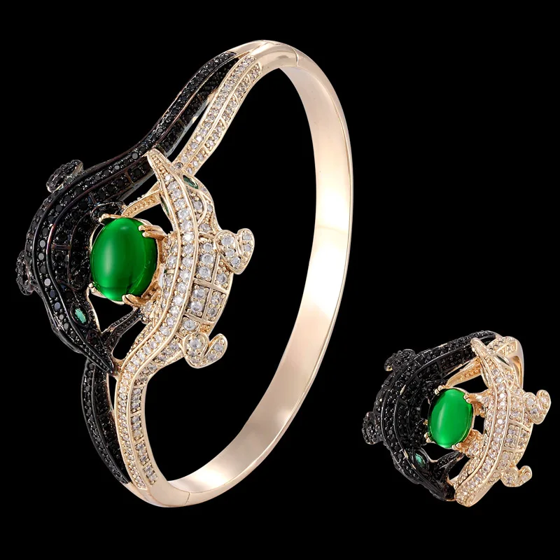 

Женский Размер, золотистый зеленый камень с Миро-ПАВЕ, циркониевый цвет, Свадебные Ювелирные наборы с кольцом, женские подарки