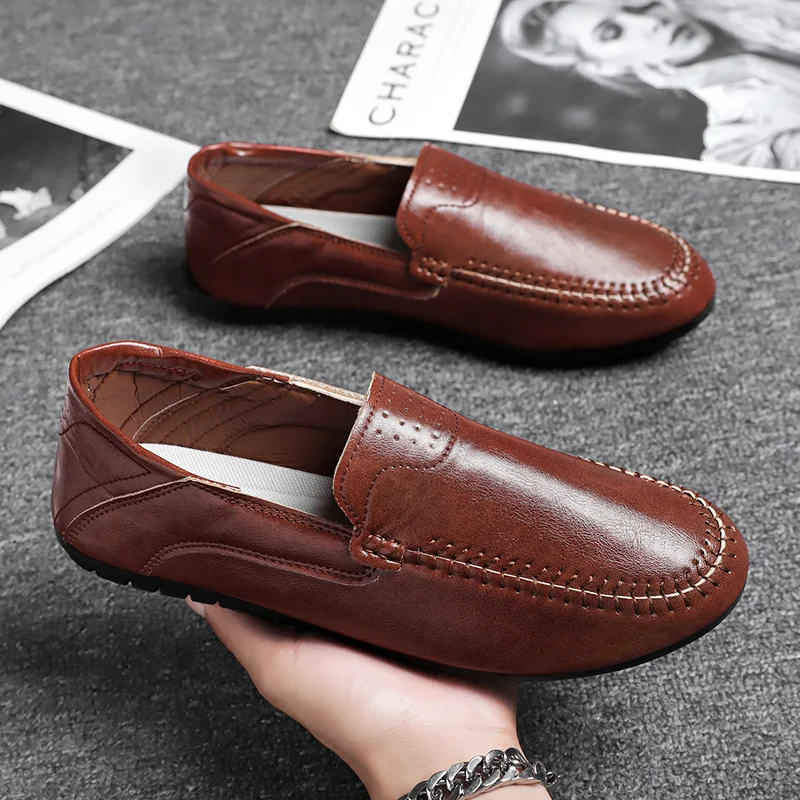 

Popular Casual Loafers For Men Black Brown Man Lazy Shoes Rubber Mens Drive Shoes Comfortable Men Casual Flats Shoes