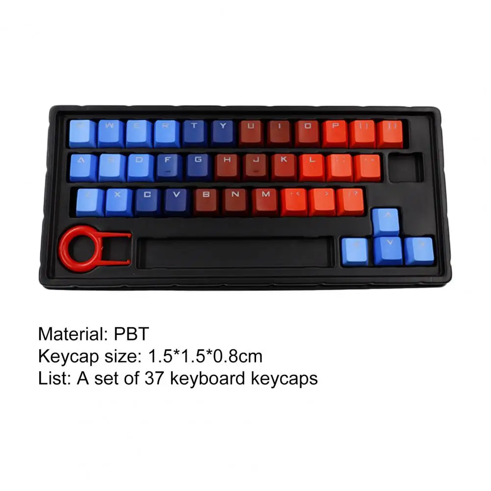 

37 Keys PBT Keycaps Blue-Red Gradient Backlight Keycaps Mechanical Keyboard DIY Caps for PC Computer