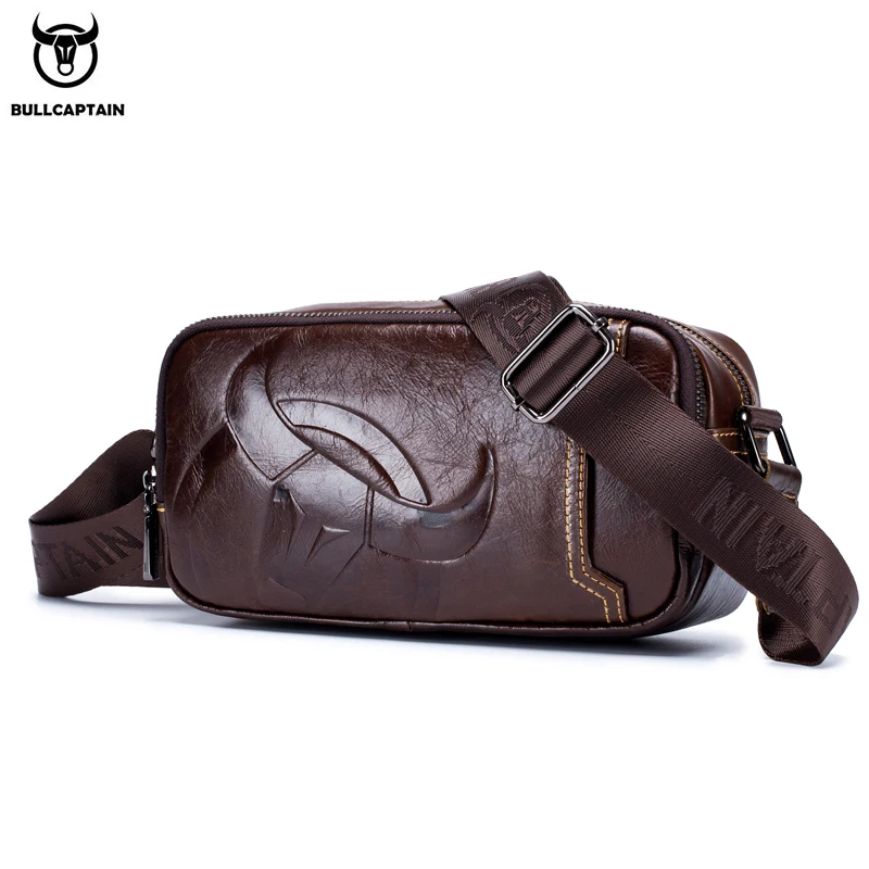 BULLCAPTAIN Men's Bag Leather Messenger Shoulder Bag High-Quality Fashion Top Layer Cowhide Large-Capacity Business Shoulder Bag