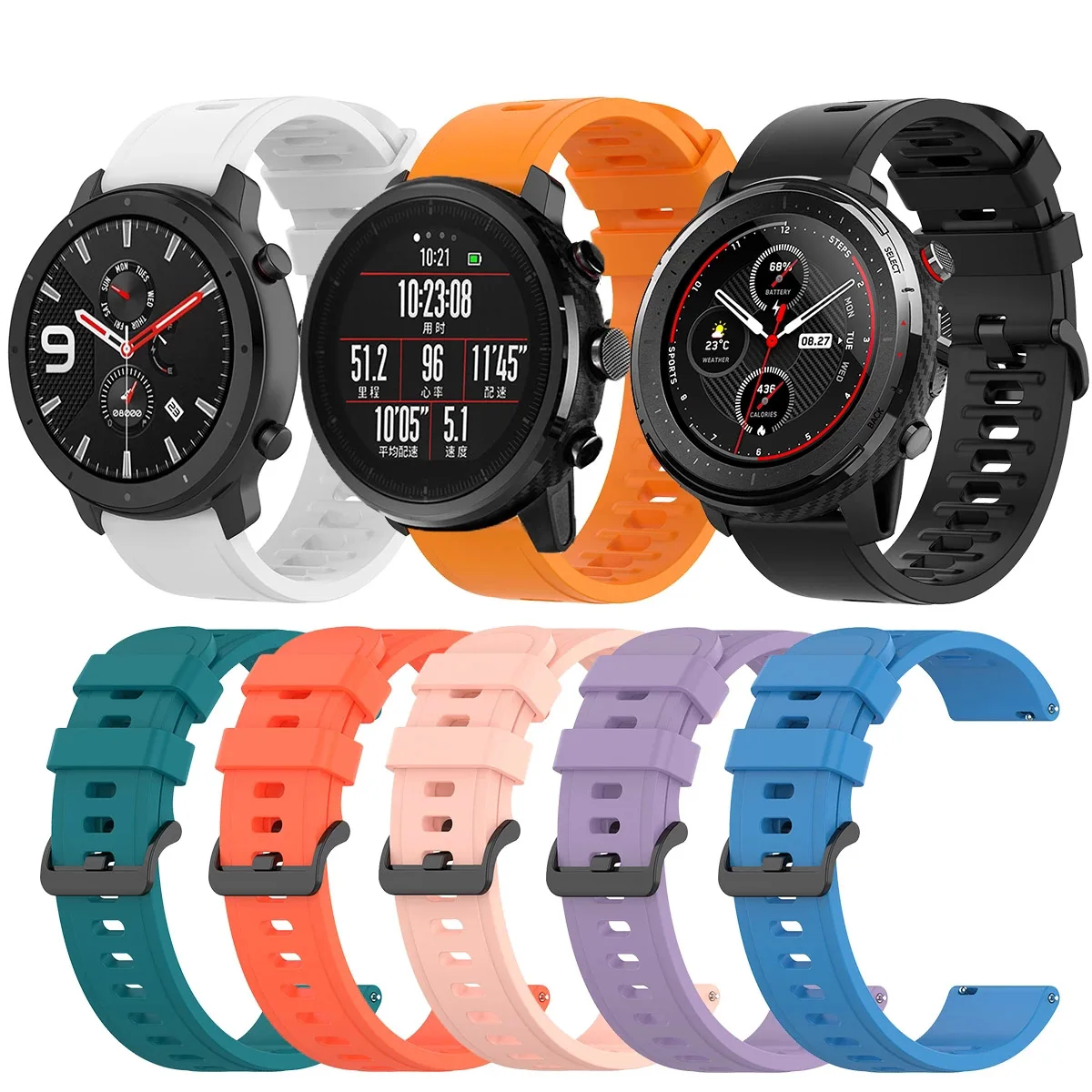 

Ремешок силиконовый для Samsung Galaxy Watch Active 2 Active 3 Gear S2, браслет для наручных часов Huami Amazfit bip, 20 мм 22 мм