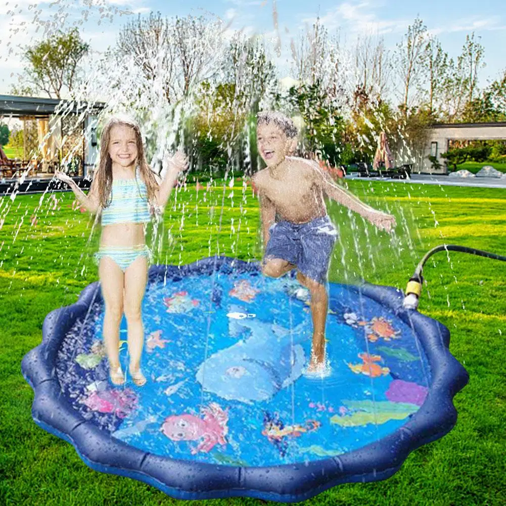 

Outdoor Tub Swiming Pool 120~170cm Inflatable Spray Water Cushion Summer Kids Play Water Mat Lawn Games Pad Sprinkler Play Toys