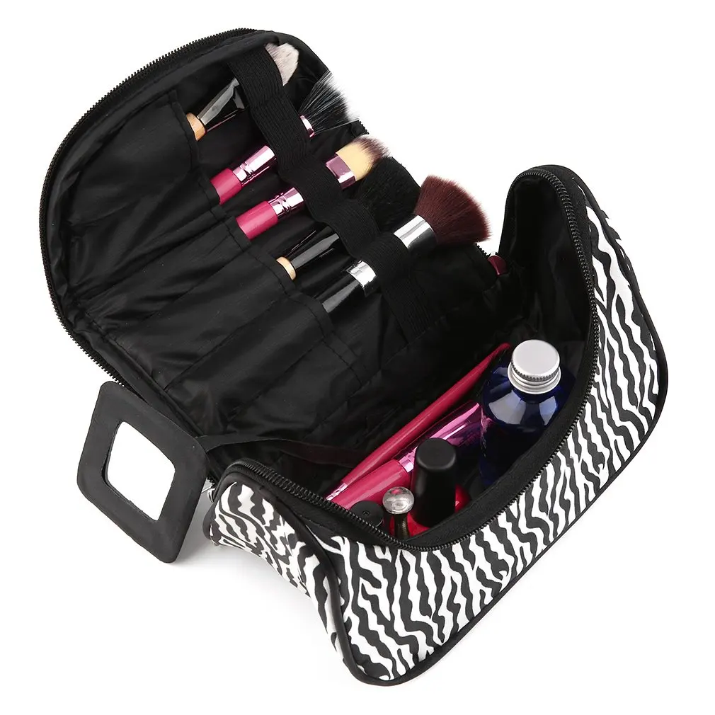 Многофункциональная косметичка для путешествий черно-белая с полосками зебры