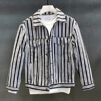 striped casual denim jacket male spring and autumn all match youth lapel male korean trend men clothes jeans jacket jean coats