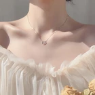Ожерелье женское на цепочке длиной до ключиц, с фианитом, розовое золото