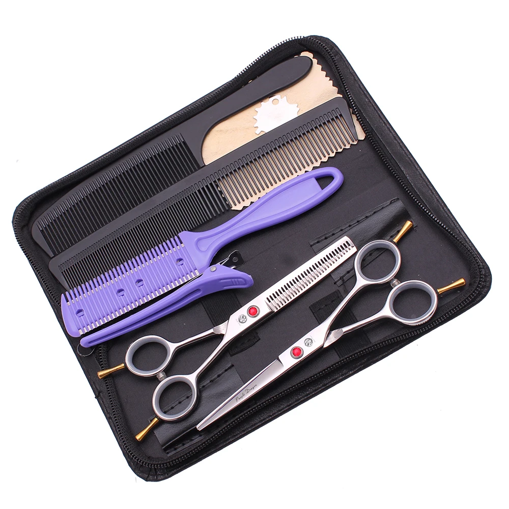 

Professional Hair Cutting Scissors Set 5.5" Stainless Barber Haircut Scissors Purple Dragon Hairdressing Thinning Shears 1012#