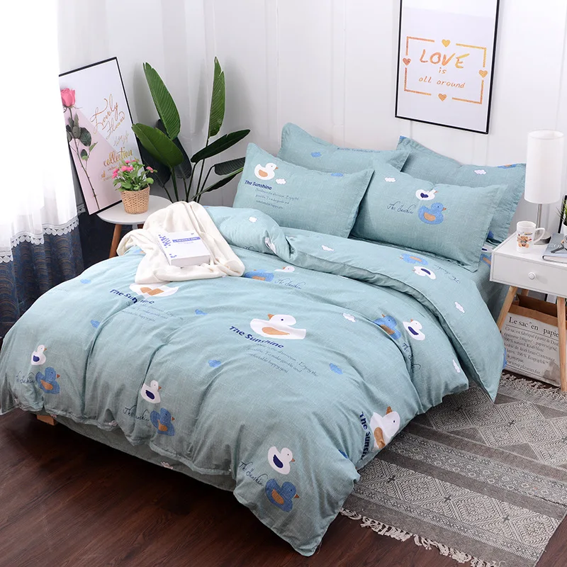 Набор постельного белья с милым котом denisкомната зеленый пододеяльник простое