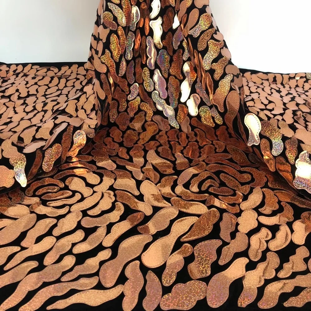 Новый дизайн африканская бархатная кружевная ткань разноцветная