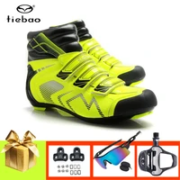 tiebao professional winter road cycling shoes zapatillas ciclismo breathable self locking riding bicyle sneakers add pedals