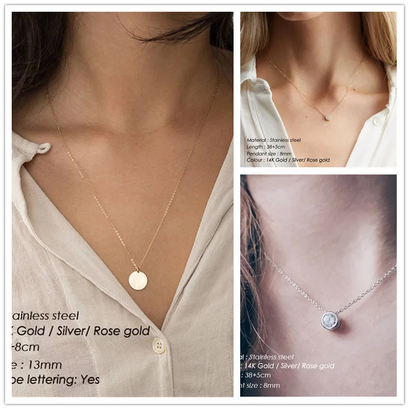 Ожерелье CC для женщин подвеска цепочка из нержавеющей стали чокер с