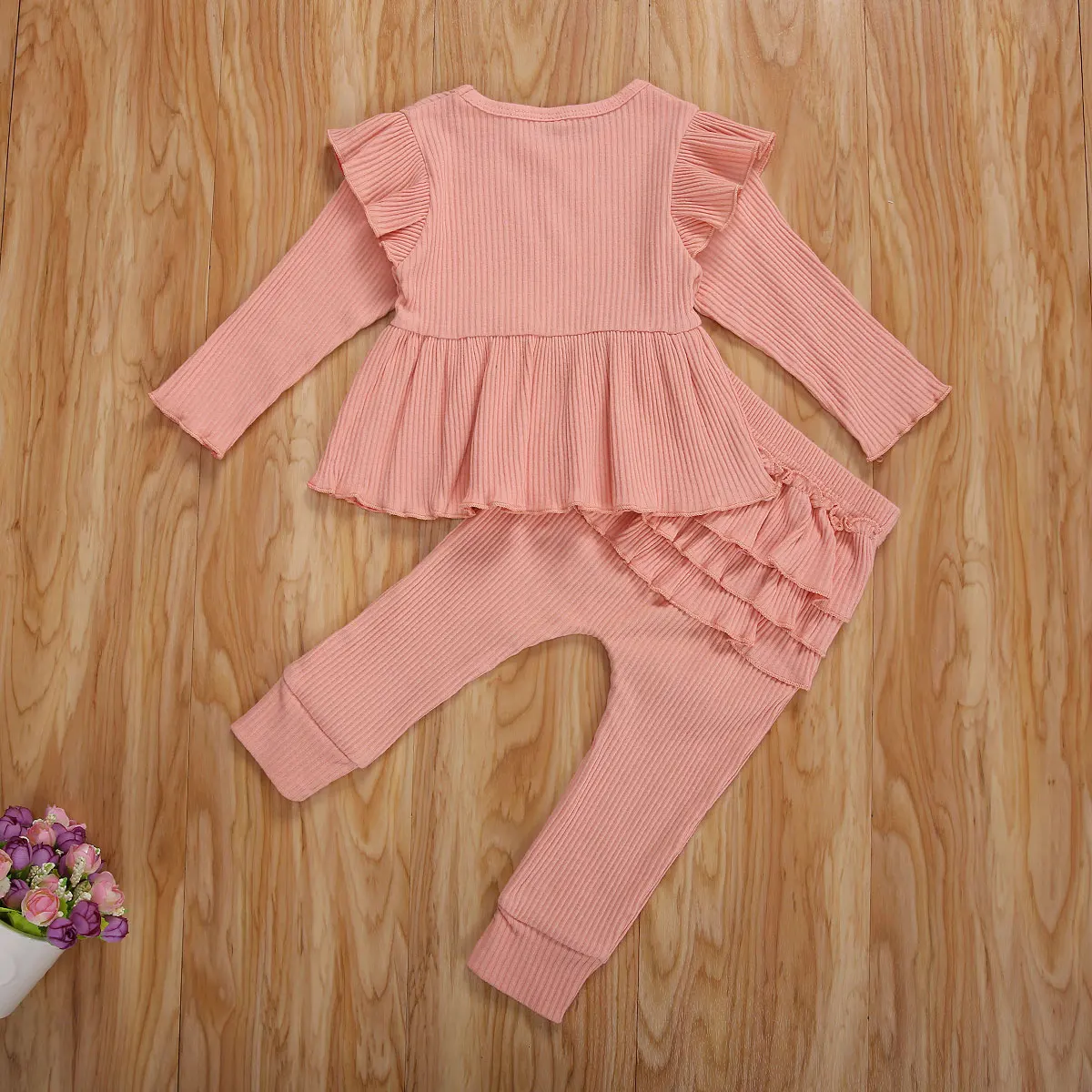 От 1 до 5 лет осенняя однотонная Детская рубашка и штаны комплект из 2 предметов в