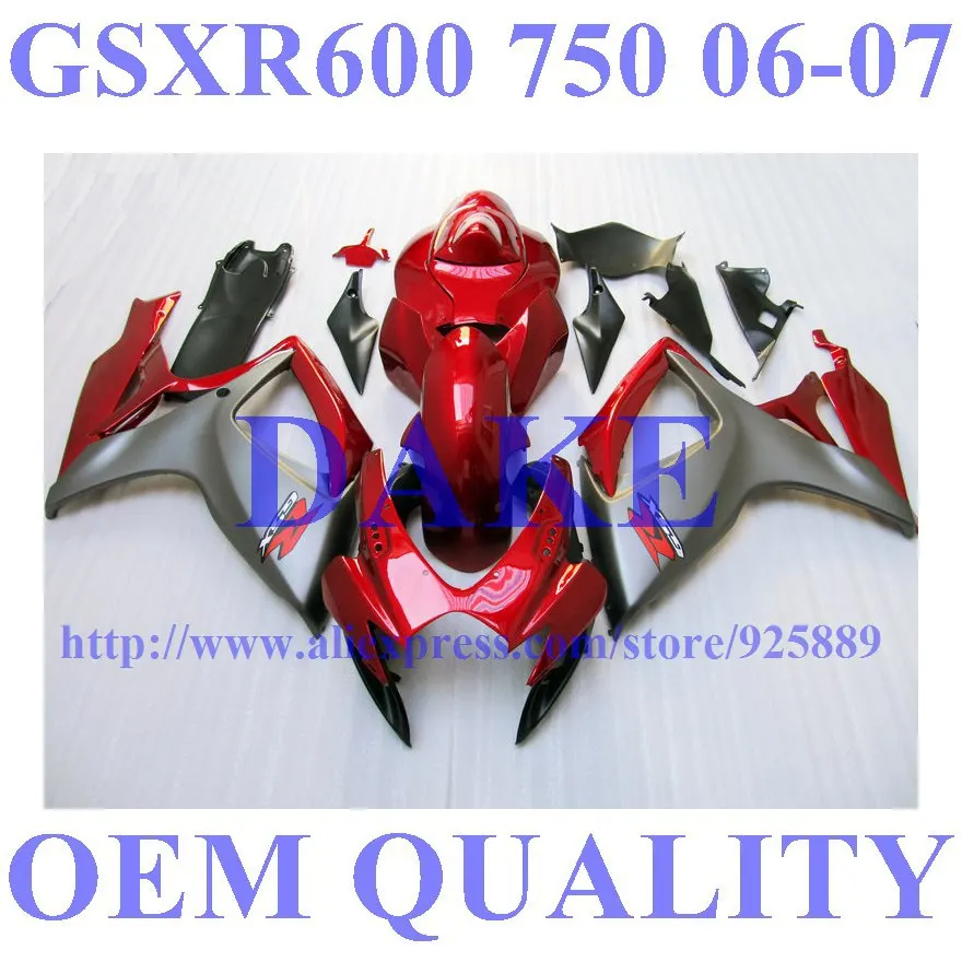 

Injection Mold Red Silver Full Fairing For SUZUKI GSXR600 750 GSXR600 GSXR750 GSX-R600 750 K6 Tim 2006 2007 Body Kit