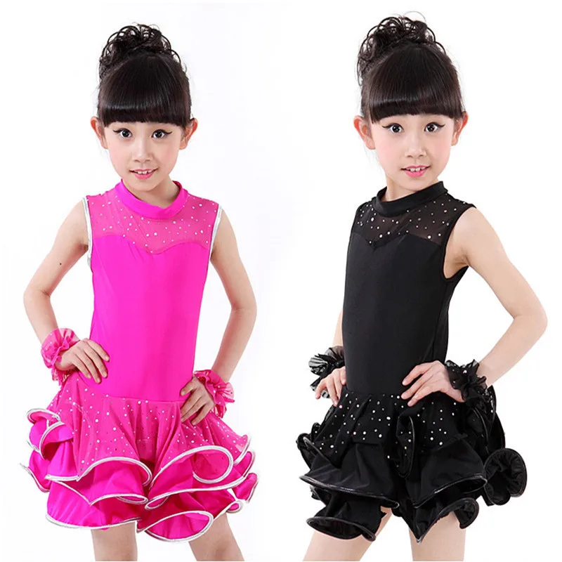 

Детское платье для латиноамериканских танцев, летняя танцевальная Униформа без рукавов для девочек, одежда для выступлений, детские костюмы для бальных танцев