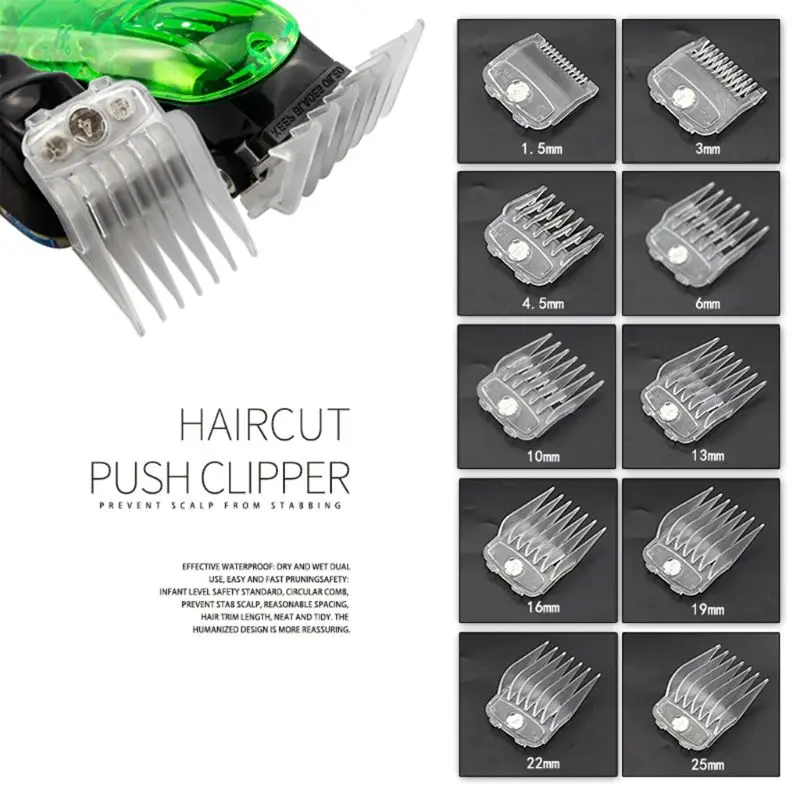 

10pcs/Set Colorful Transparent Oil Head Electric Clippers Magnet Caliper Limit Comb Hair Clipper Tooth Guides Combs Cutting Tool