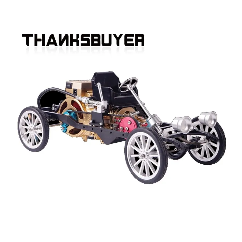 

Thanksbuyer Single-Cylinder Engine Car Model Kit Unassembled DIY Toy Car Model Kit Educational Gift Car