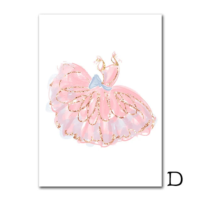 

Pink Dress Canvas Print Cartoon Wall Art Nordic Posters And Prints Girls Ballet Poster Wall Pictures For Bedroom Baby Room Decor