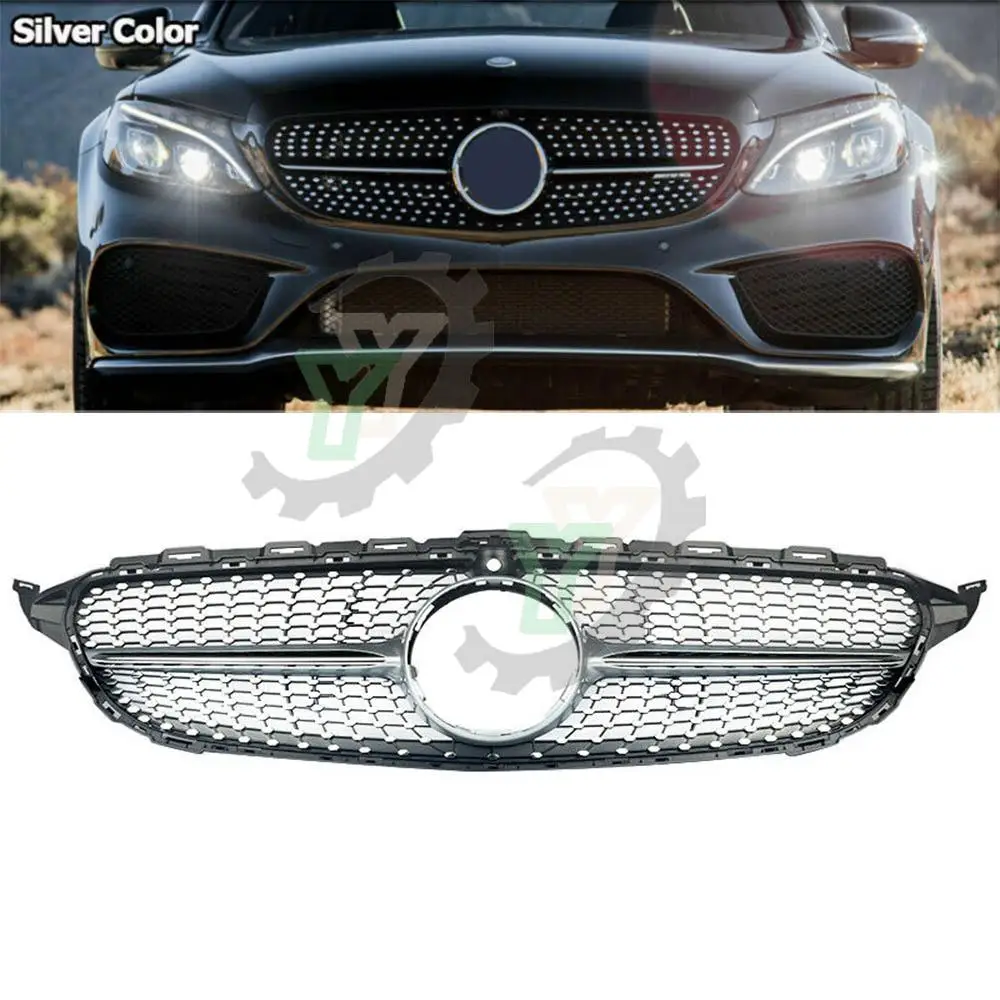 

Car modified diamond front grille for Mercedes-Benz C-Class W205 C200 C250 C300 C350 2015-2018 car front bumper racing grill