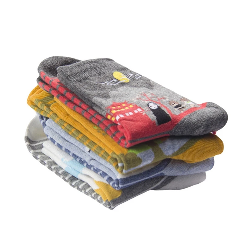 1 пара женские хлопковые носки с мультяшным рисунком|Носки| |