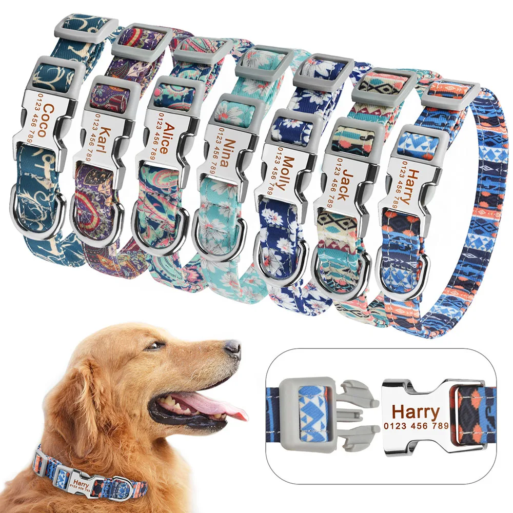 

AiruiDog Small Large Personalized Dog Collar Custom Engraved Name ID Tag Boy Girl Dogs Unisex Dog Collar