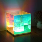 Акриловые декоративные лампы, 3D волшебный куб, светильник для спальни, прикроватный красочный Домашний Настольный светодиодный ночник, детский подарок