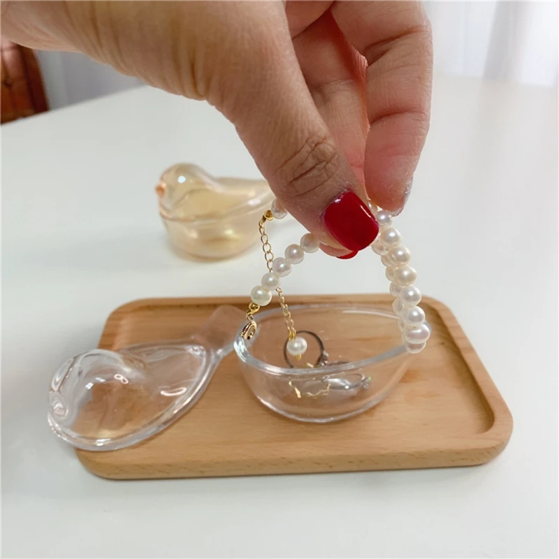 

Mini Glass Bird Jewelry Storage Box Rings Earrings Necklace Storage Home Decor Crafts Unique Animal Collectible Gift
