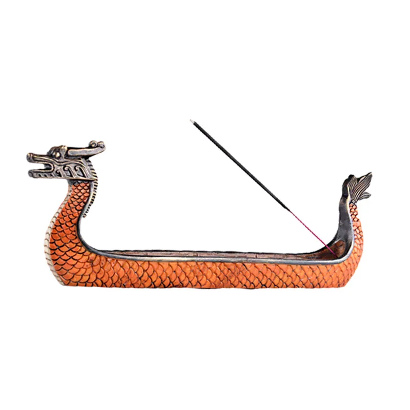 

Dragon Boat Stick Incense Holder Censer Incense Cone Burner Resin Censer for Home Office Decor