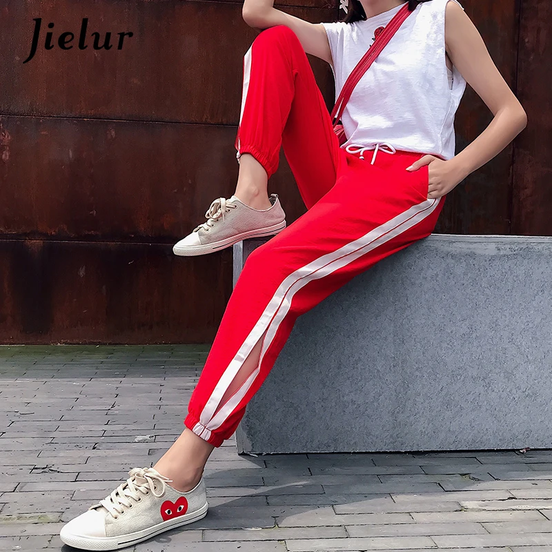 Jielur харадзюку BF корейские модные шифоновые брюки женские свободные рваные