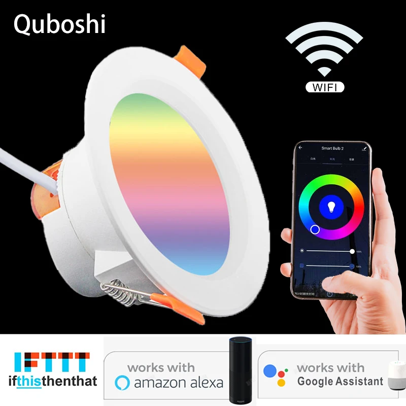 Led downlight WiFi intelligent indoor lighting application embedded installation 5W 7W 9W RGB with Alexa and Google home pageLED