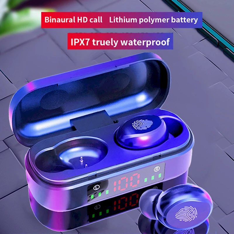 

Earphone 5.0 Earphones 9D Bass Stereo Wireless Bluetooth Waterproof Earbuds Handsfree Headset With Microphone Charging Case