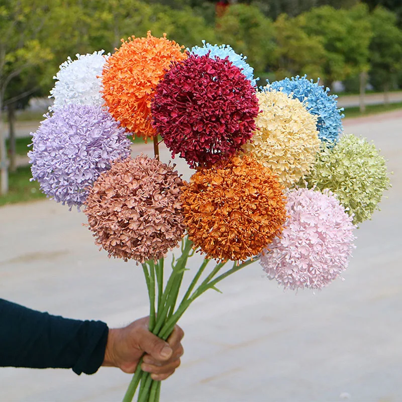 

Single Emperor Milan Onion Ball Simulation Flower Autumn Wedding Hall Soft Fake Plant Large Hydrangea Home Outdoor Garden